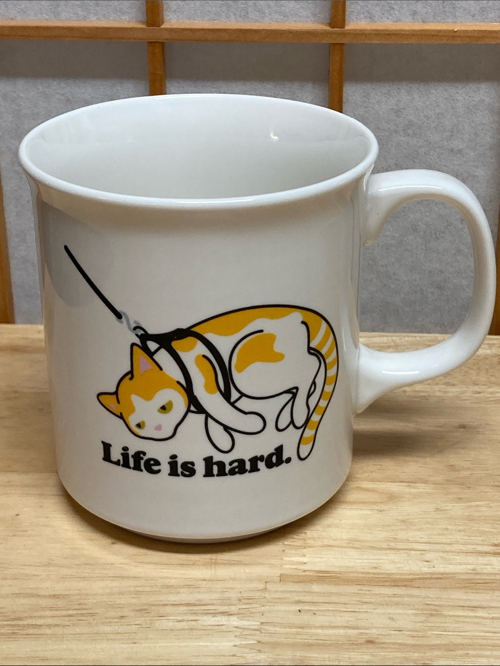 Genuine Fred “Muggin’ Out” Life is Hard Cat Mug 16 oz